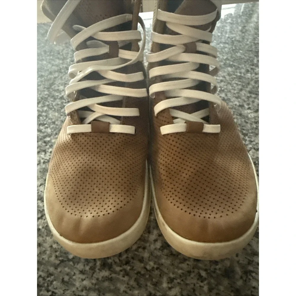 No Bull Women's 9.5 Men's 8  Camel Brown Trainer Boots Leather Look Laces